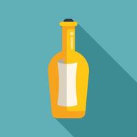 Message in a bottle floating on water with long shadow vector