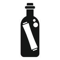 Black silhouette of a message in a bottle floating on the sea vector