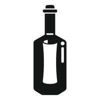 Black glyph style icon of a bottle containing a message vector
