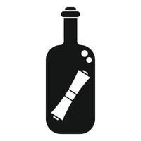 Message in a bottle floating on the sea icon vector