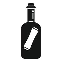 Black silhouette of a message in a bottle floating on the sea vector