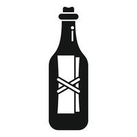 Corked glass bottle floating on water containing secret message vector