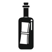 Glass bottle containing rolled up paper message icon vector