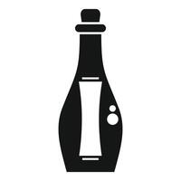 Silhouette of wine bottle with cork having narrow neck and wide bottom vector