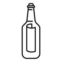 Message in a bottle icon, love letter in bottle outline style vector