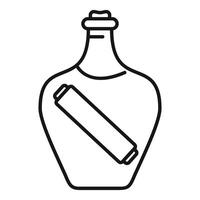 Message in a bottle with cork stopper minimalist line art icon vector