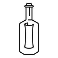 Glass bottle containing message paper is floating on water surface vector