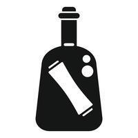 Black and white illustration of a message in a bottle floating on the sea vector