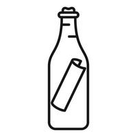 Glass bottle containing message is floating on the water vector