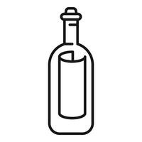 Line drawing of a glass bottle with a message rolled up inside vector