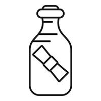 Glass bottle containing folded paper message icon vector