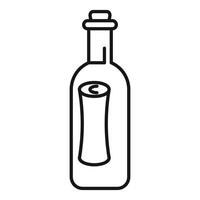 Corked bottle containing a secret message scroll icon vector