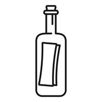 Corked glass bottle containing folded paper message vector