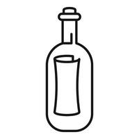 Corked glass bottle containing rolled up paper message icon vector