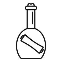 Message in a bottle with cork showing scroll of paper inside vector