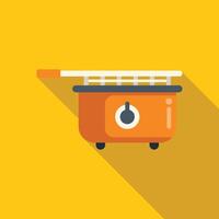 Deep fryer machine is cooking fried potatoes on yellow background vector