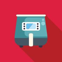 Modern digital air fryer standing on a red background vector