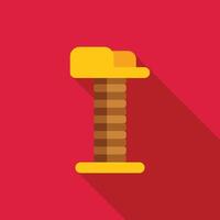 Tall cat scratching post with platform on top flat icon vector