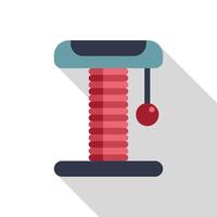 Red cat scratching post with hanging ball icon vector