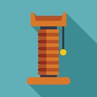 Tall cat scratching post with toy ball is standing on blue background vector