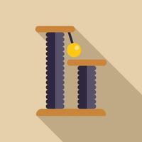 Cat tree scratching post with hanging ball toy icon vector