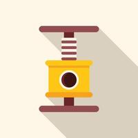 Yellow cat tree with scratching post icon with long shadow vector
