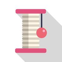 Cat scratching post standing on pink platform with hanging ball vector
