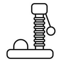 Cat scratching post with ball hanging down line icon vector