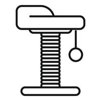 Cat scratching post icon with platform and hanging ball for playful felines vector
