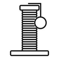 Cat scratching post icon with hanging ball for playing vector