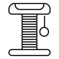 Cat scratching post with hanging ball line art icon vector
