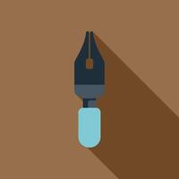 Blue dip pen nib is casting a long shadow on brown background vector