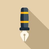 Fountain pen nib drawing writing tool icon with long shadow vector