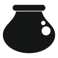 Black magic potion bubbling in a round flask icon vector