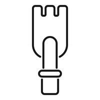 Gardening tool with three prongs and wooden handle icon vector