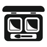 Open eyeshadow palette containing two shades and a brush is showing makeup concept vector
