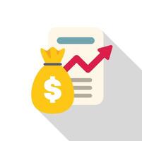 Money bag increasing with growing chart on document vector