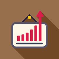 Whiteboard showing growing bar chart and rising up arrow vector