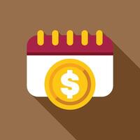 Calendar showing a big dollar coin for payday loan or payment due date vector