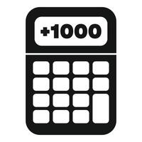 Calculator showing number one thousand on the screen vector