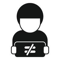 Man holding tablet computer with inequality symbol showing concept of digital divide vector