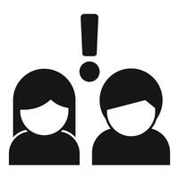 Man and woman facing problem with exclamation mark vector