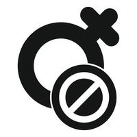 Gender sign being denied with a forbidden symbol vector