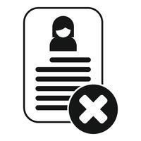Hr manager rejecting a job application with a cross mark on a cv vector