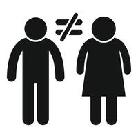 Gender inequality concept with man and woman standing with unequal sign vector