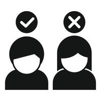 Man and woman representing true or false, yes or no, right or wrong vector