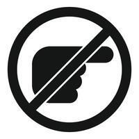 Stop sign showing hand with index finger pointing being forbidden vector