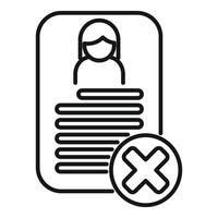 Hr manager rejecting job application with red cross mark vector