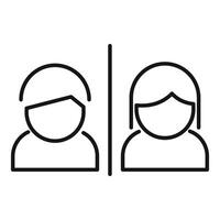 Man and woman wearing protective masks standing together separated by a wall vector
