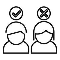 Man and woman choosing different options, checkmark and cross symbols over people vector